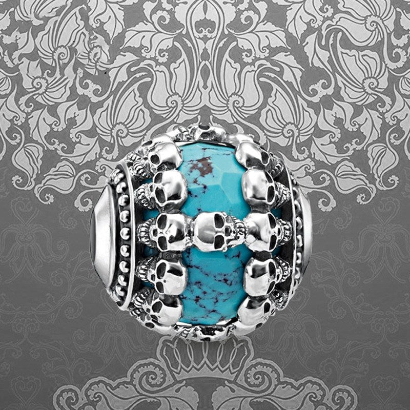 Blue Stone Skull Beads 3mm