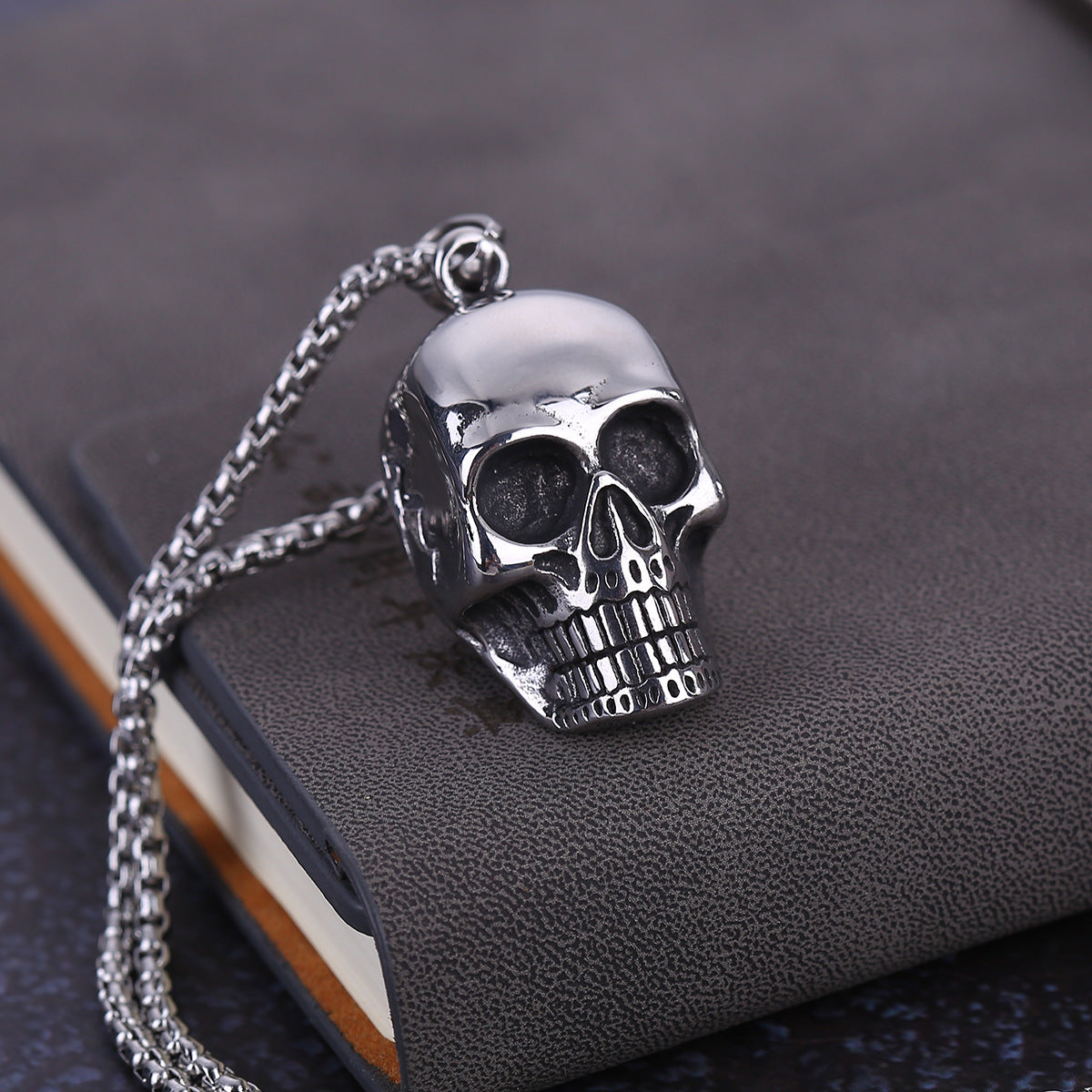 Exaggerated Titanium Steel Skull Pendant