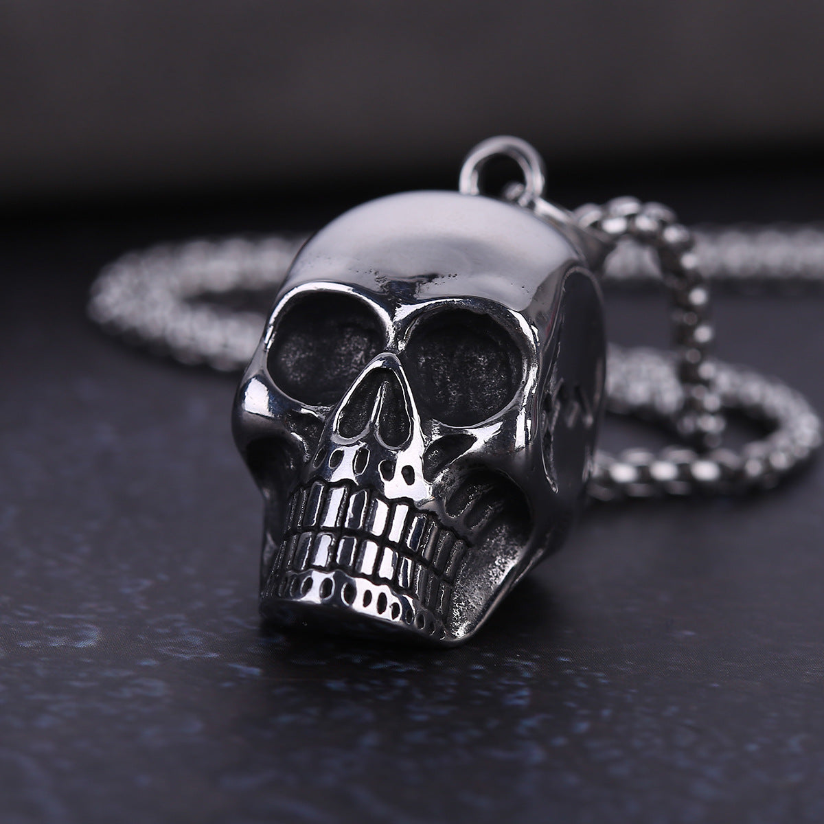 Exaggerated Titanium Steel Skull Pendant