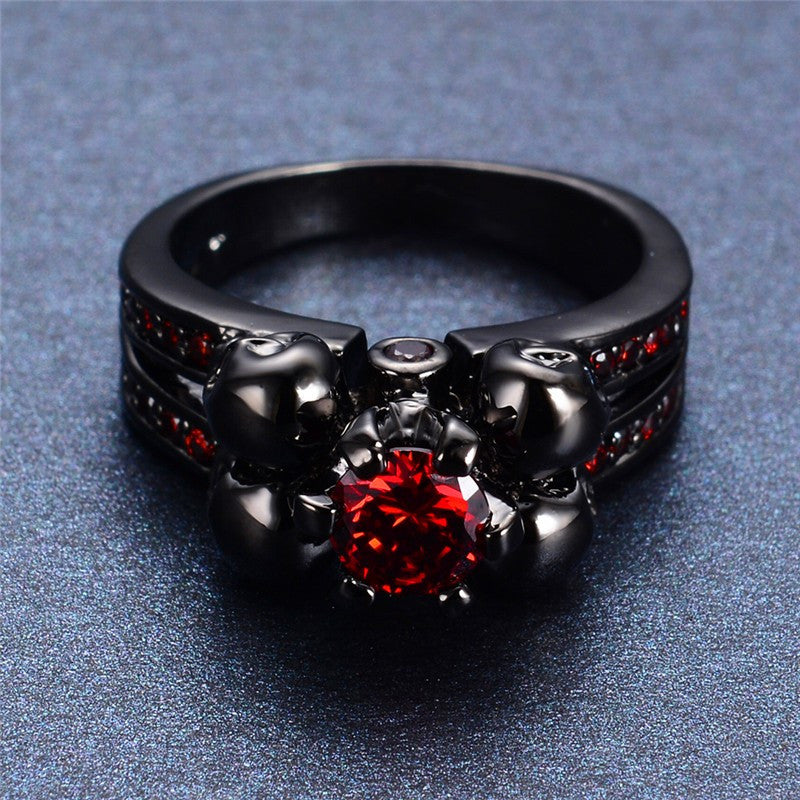 Red Ruby Black Gold Ring