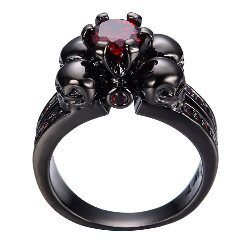 Red Ruby Black Gold Ring