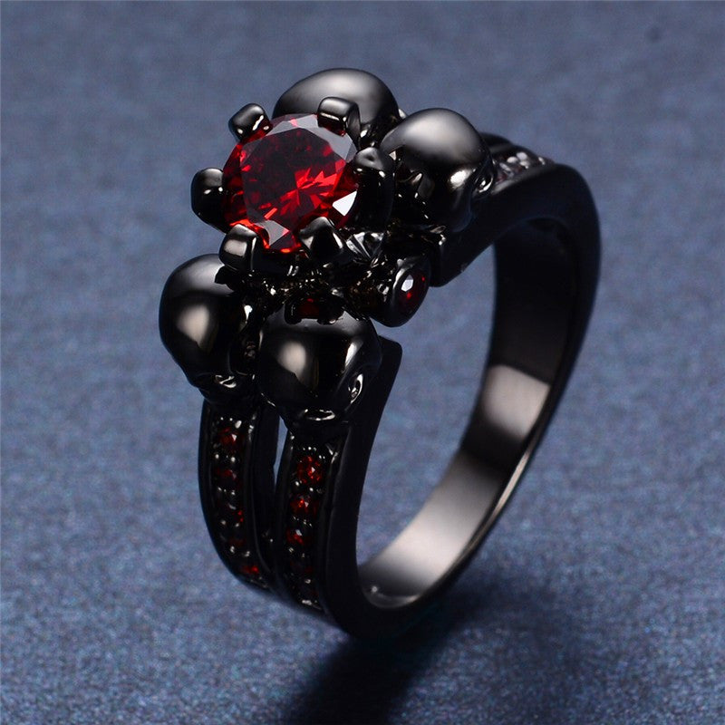 Red Ruby Black Gold Ring