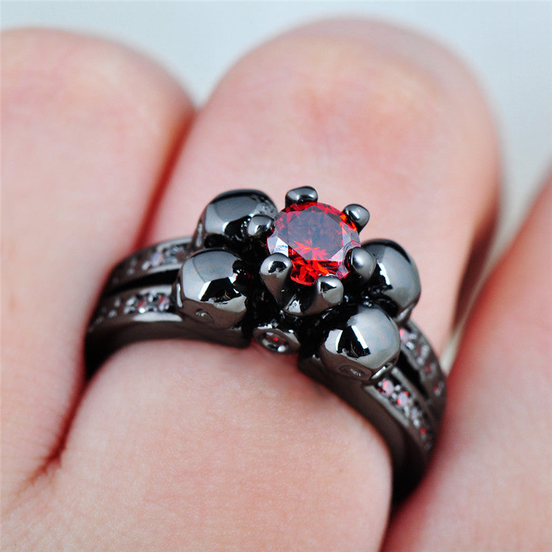 Red Ruby Black Gold Ring