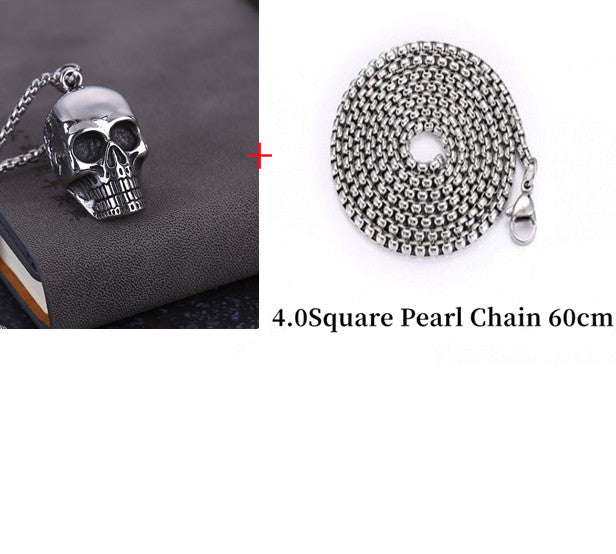 Exaggerated Titanium Steel Skull Pendant