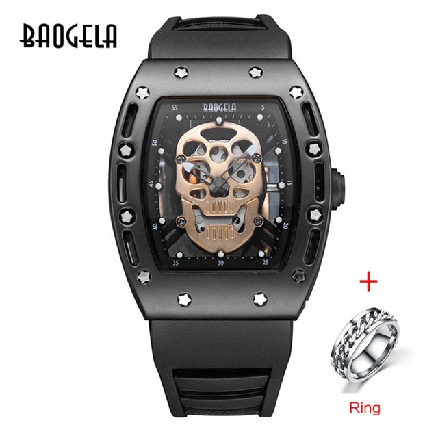 Baogela Pirate Skull Style Men Watch Silicone Luminous Quartz Watches Military Wateproof Skeleton Wristwatch For Man 1612