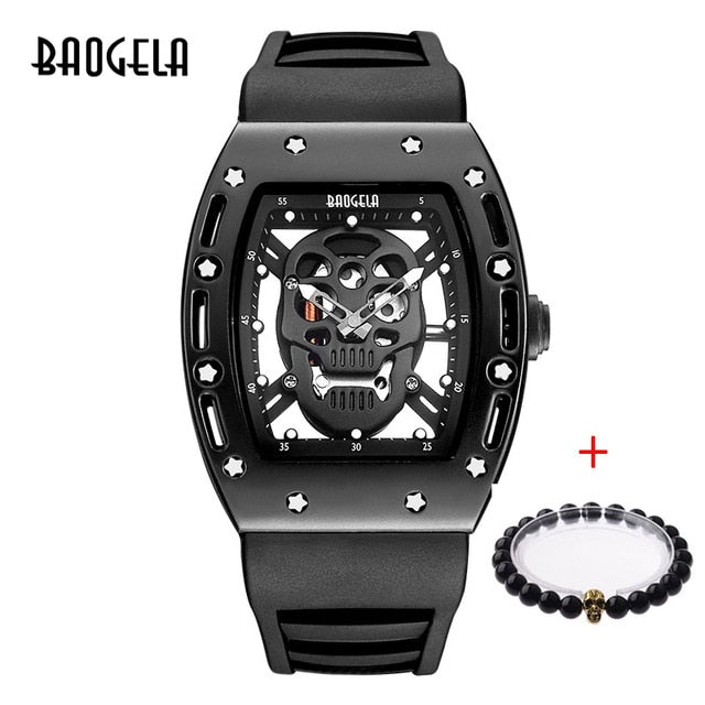 Baogela Pirate Skull Style Men Watch Silicone Luminous Quartz Watches Military Wateproof Skeleton Wristwatch For Man 1612