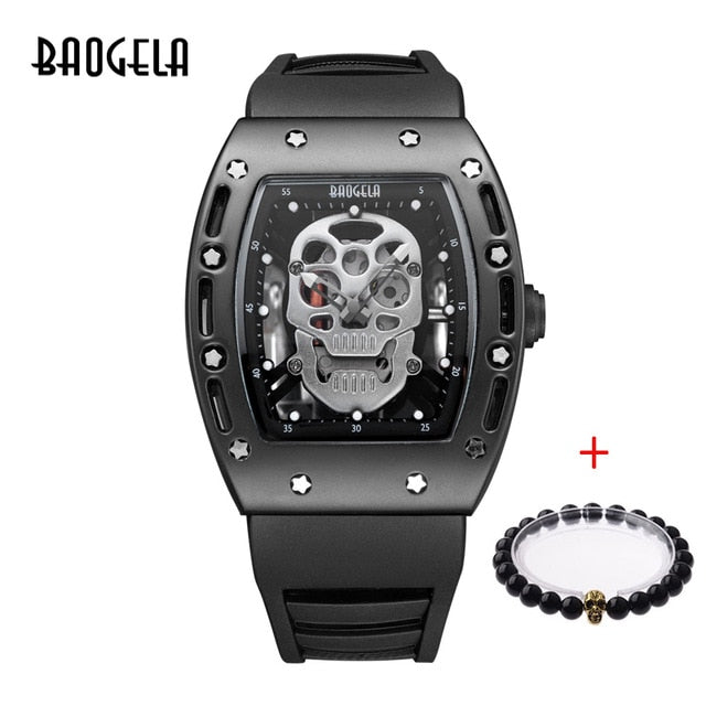 Baogela Pirate Skull Style Men Watch Silicone Luminous Quartz Watches Military Wateproof Skeleton Wristwatch For Man 1612