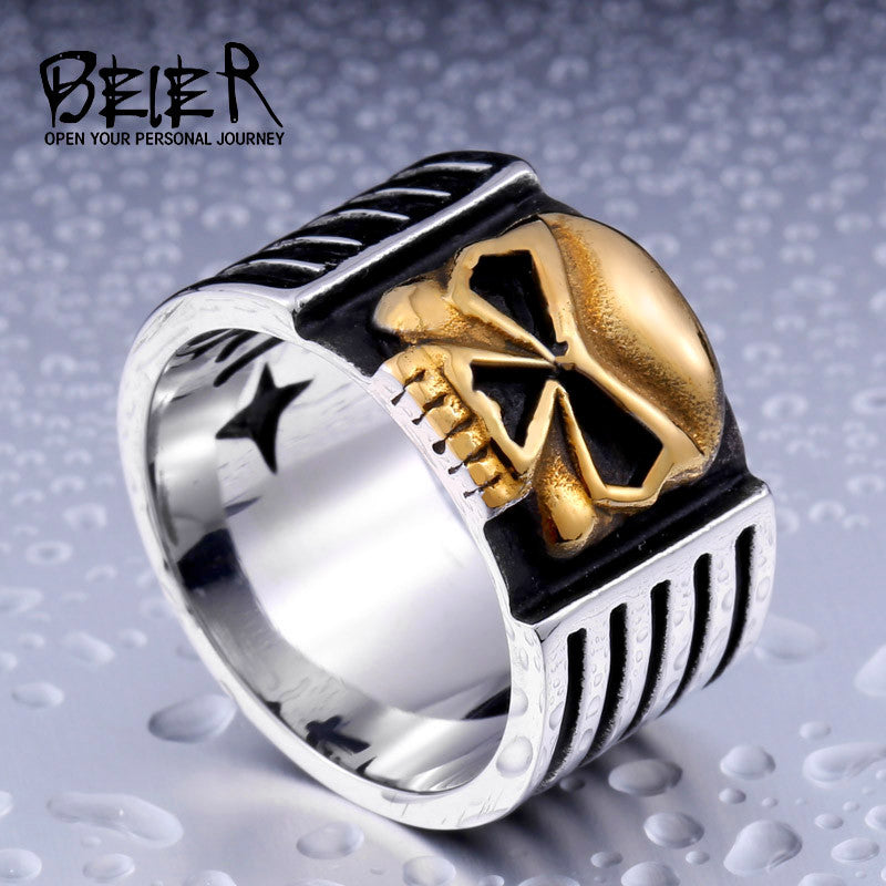 Beier new store 316L Stainless Steel ring high quality fashion biker skull ring personality men jewelry  LLBR8-112R