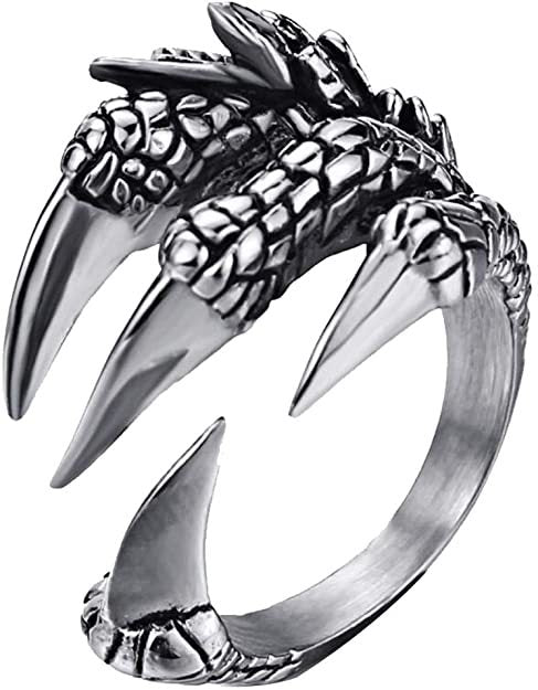 1pcs Titanium Steel Eagle Dragon Claw Halloween Skull Ring Hot Selling Men&#39;s Domineering Opening Rock Animal Jewelry