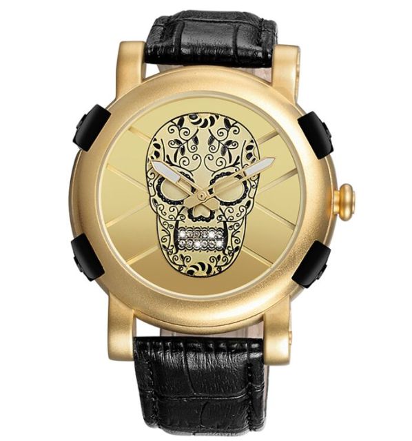 Creative 3D Skull Watch Luxury Brand Quartz Mens Watch Steam Punk Skeleton Clock Leather Band Sports Reloj Military Men Watches