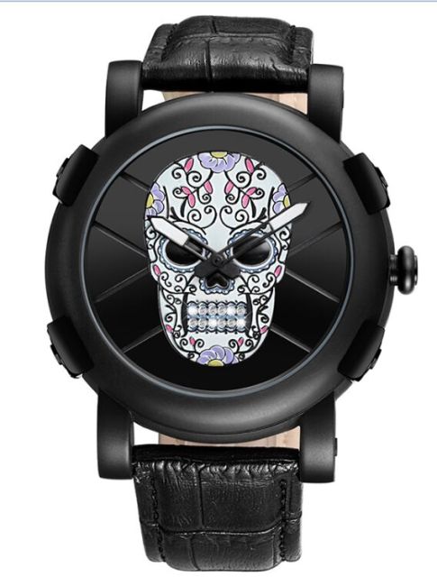 Creative 3D Skull Watch Luxury Brand Quartz Mens Watch Steam Punk Skeleton Clock Leather Band Sports Reloj Military Men Watches