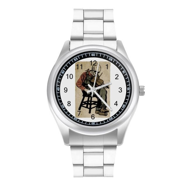 Skull Quartz Watch Good Quality Modern Wrist Watch Stainless Men Fishing Photo Wristwatch