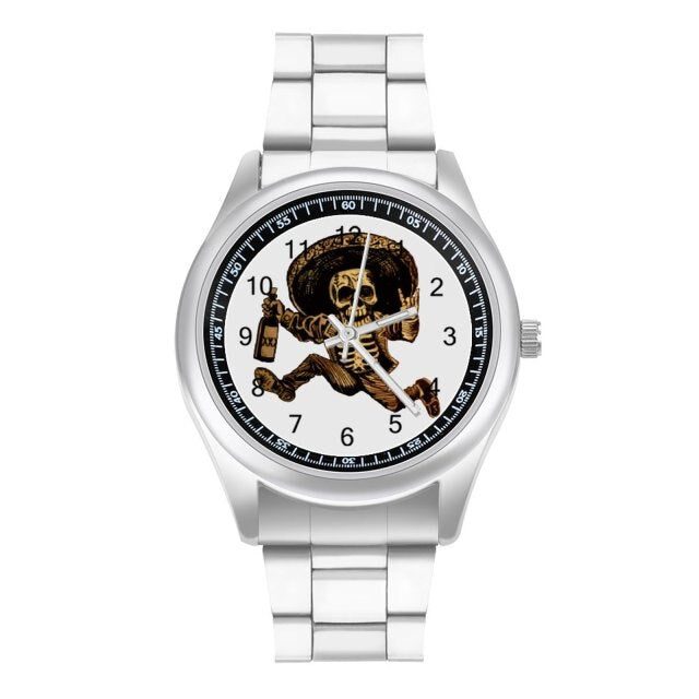 Skull Quartz Watch Good Quality Modern Wrist Watch Stainless Men Fishing Photo Wristwatch