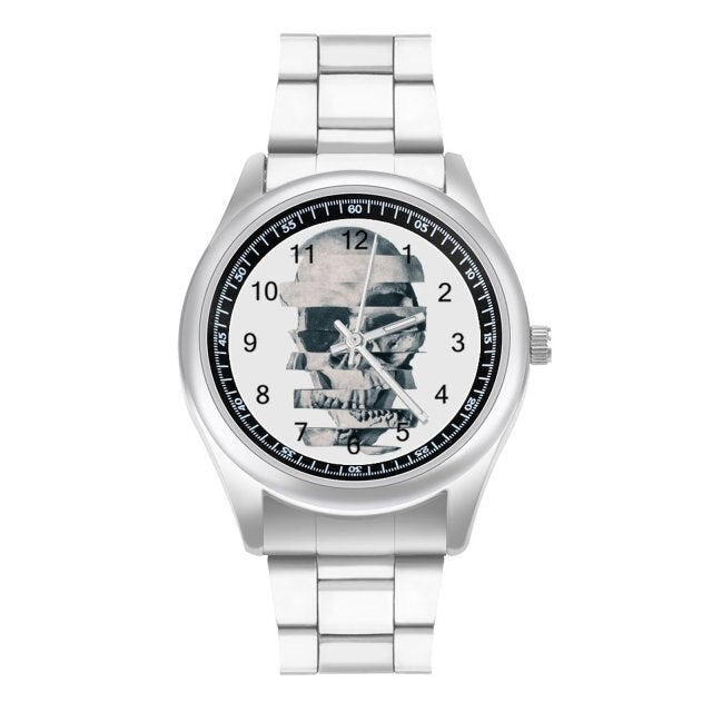 Skull Quartz Watch Good Quality Modern Wrist Watch Stainless Men Fishing Photo Wristwatch