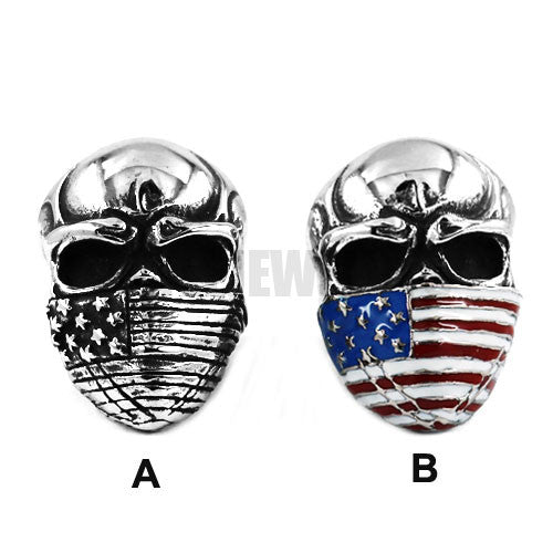 American Flag Infidel Skull Ring Silver Colorful Rings Stainless Steel Jewelry Vintage Motor Biker Men Ring Wholesale SWR0368A