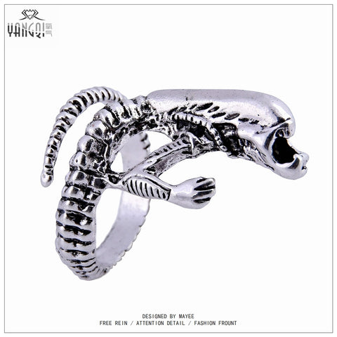 Vintage Men Biker Rings Steampunk Skull Alien Anillos for Femme Bijoux