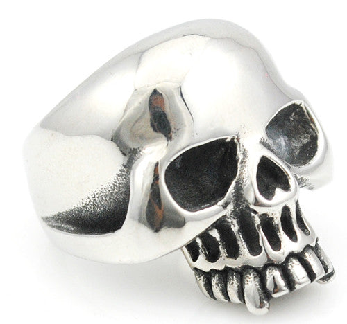 Moorvan Drop ship Cool Stainless Steel Rings For Men Trendy Smooth Polishing Big Tripple Skull Ring Punk Biker Jewelry VR312