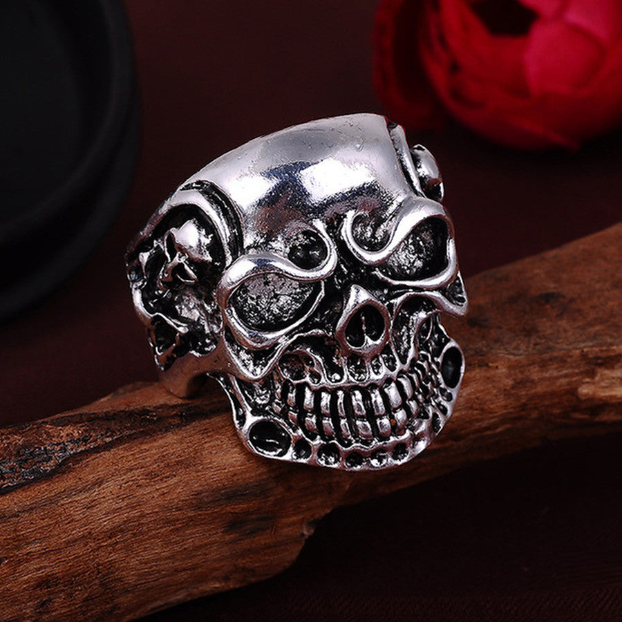 NBSAMENG 2017 Punk Vintage Trend Men's Ring Gothic Men Skull Flower Biker Zinc Alloy Ring Man Fashion Rings Free Shipping sa977