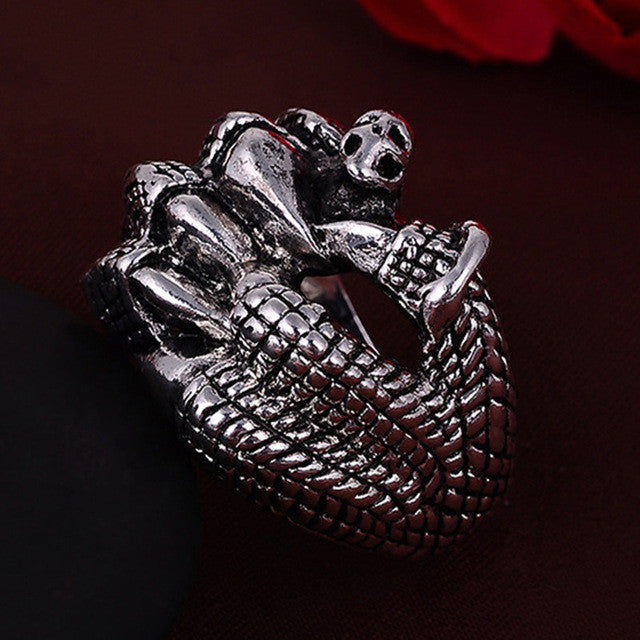 NBSAMENG 2017 Punk Vintage Trend Men's Ring Gothic Men Skull Flower Biker Zinc Alloy Ring Man Fashion Rings Free Shipping sa977