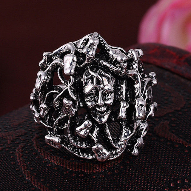 NBSAMENG 2017 Punk Vintage Trend Men's Ring Gothic Men Skull Flower Biker Zinc Alloy Ring Man Fashion Rings Free Shipping sa977