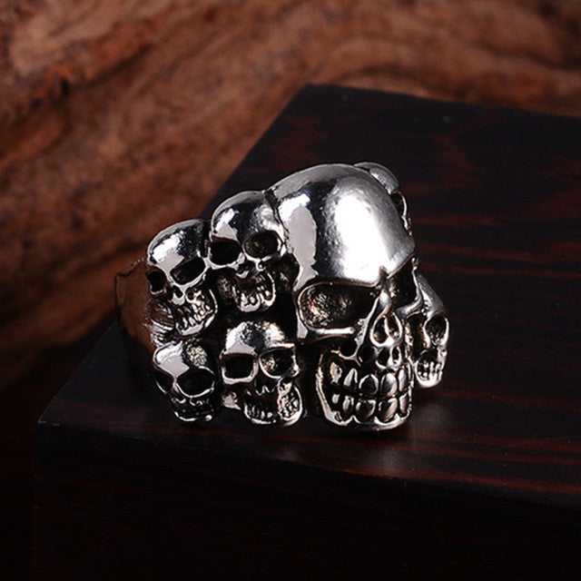 NBSAMENG 2017 Punk Vintage Trend Men's Ring Gothic Men Skull Flower Biker Zinc Alloy Ring Man Fashion Rings Free Shipping sa977