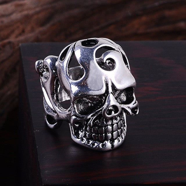 NBSAMENG 2017 Punk Vintage Trend Men's Ring Gothic Men Skull Flower Biker Zinc Alloy Ring Man Fashion Rings Free Shipping sa977