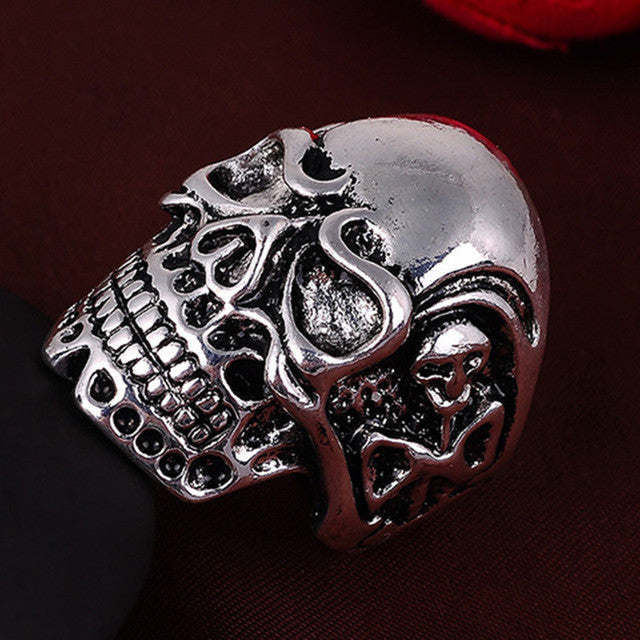 NBSAMENG 2017 Punk Vintage Trend Men's Ring Gothic Men Skull Flower Biker Zinc Alloy Ring Man Fashion Rings Free Shipping sa977