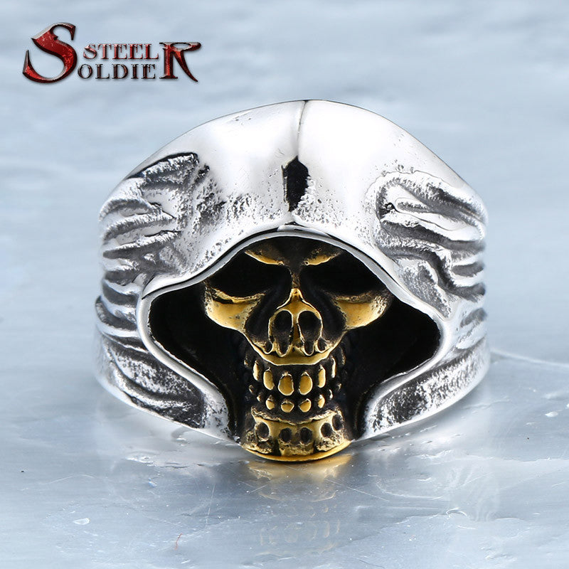 steel soldier  good detail the death skull vintage ring for man stainless steel movie style hot sale skull jewelry BR8-156