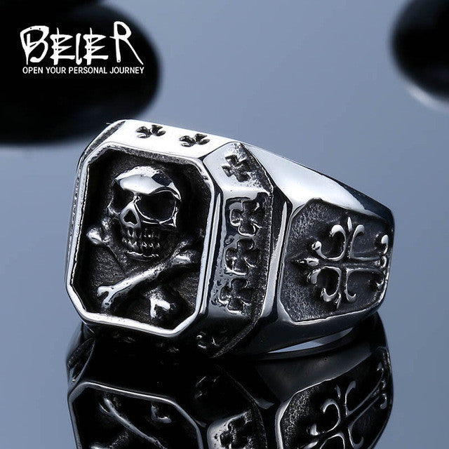 Beier 316L Stainless Steel ring  biker Ring skull Man's special copper fashion jewelry  LLBR8-331R