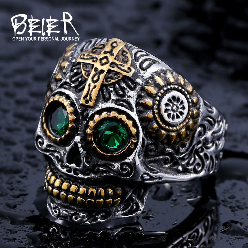 Beier 316L Stainless Steel ring skull biker men Ring hot sale Man's fashion jewelry LLBR8-327R