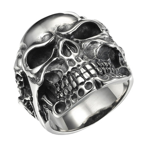 LASPERAL Vintage Punk Rings Viking Skull Skeleton Ring For Women Men Tibetan Gothic Rock Men Jewelry 316L Stainless Steel Ring