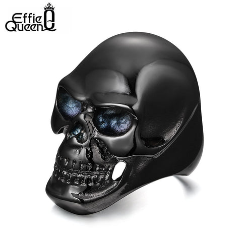 Effie Queen Retro Style Steel Ring Gothic Men's Biker Stainless Steel Ring Punk Skull Cool Man Finger Rings WTR92