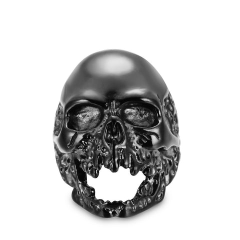 eejart Mens Walking Evil Skull Ring 316L Stainless Steel Men Boys Silver black Cool Man Biker Ring