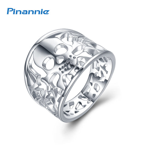 Genuine 925 Sterling Silver Anillos Joyas de plata Skull Rings Fine Jewelry for Men and Women