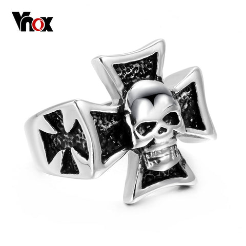 Vnox Big Skull Ring Stainless Steel Gothic Retro Style Men Biker Jewelry