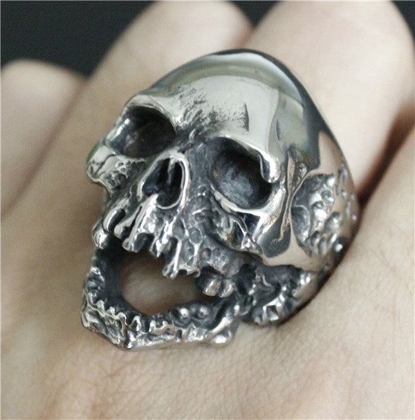 2016 Mens Walking Evil Skull Ring 316L Stainless Steel Men Boys Silver Cool Man Biker Ring